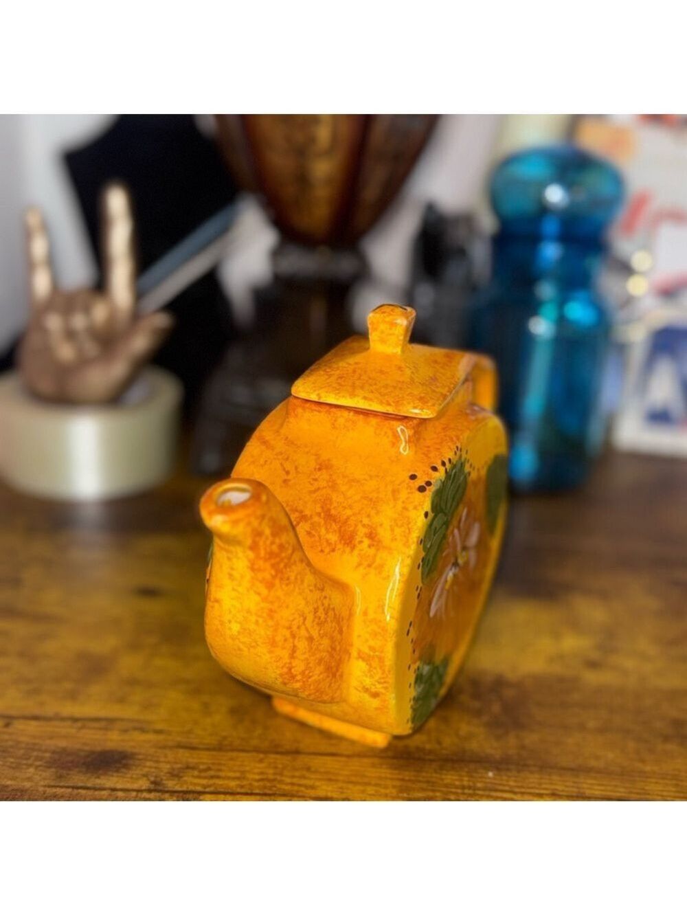 orange Art glazed signed handle spout top
Musty Orange green decorative art - Picture 7 of 10